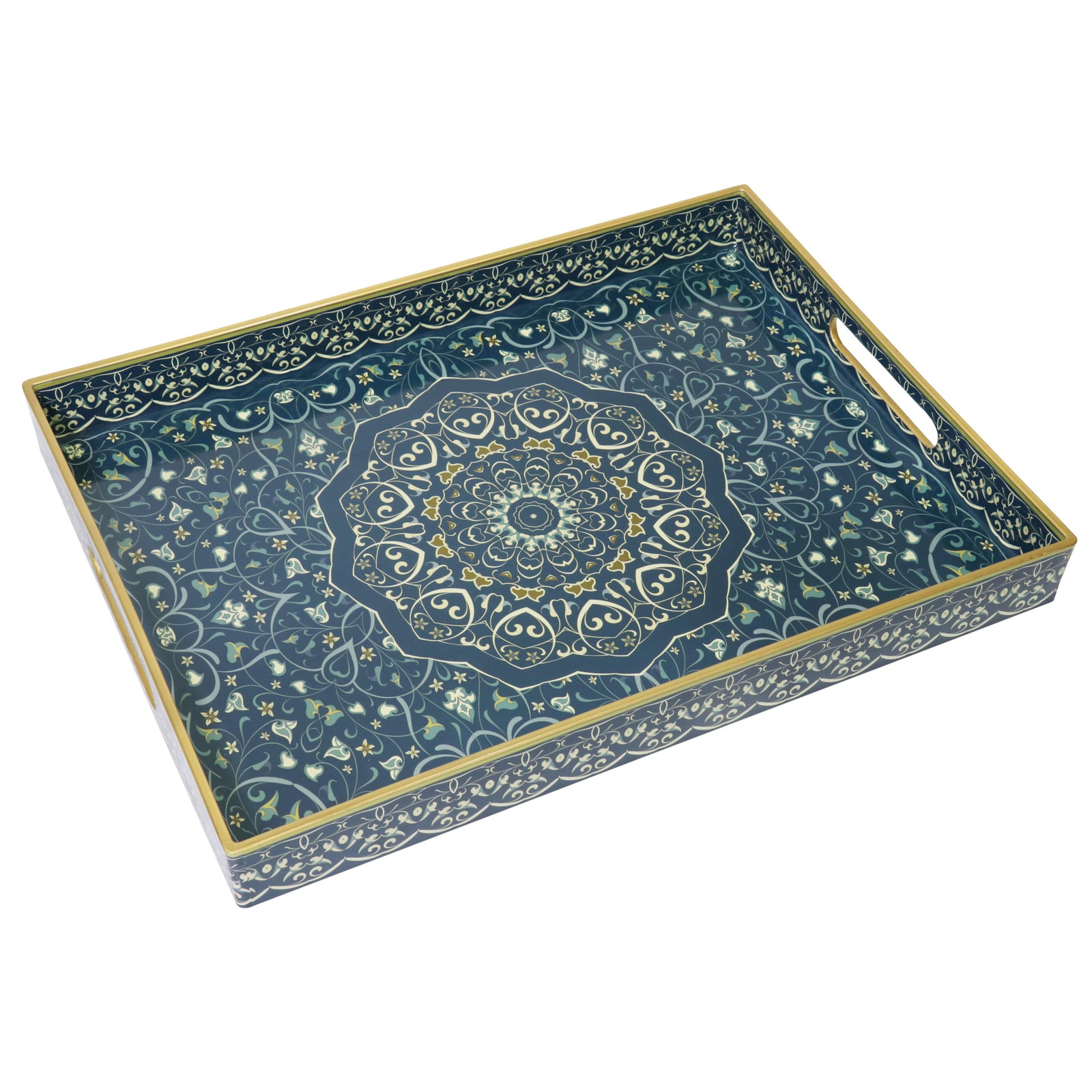 Boho Acrylic Serving Tray with Handles for Coffee Table or Dining
