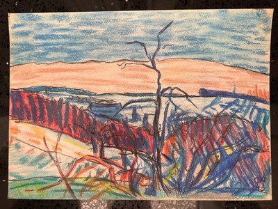 Cuno Amiet (Handmade) Drawing on antique paper Signed and stamped 8 x 11 inches