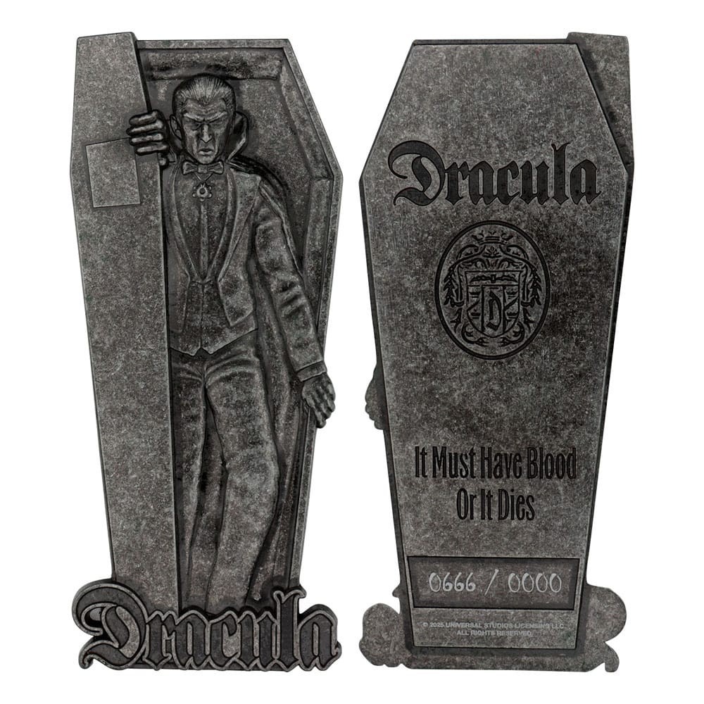 Lingot Dracula Universal Monsters objet collection argenté avec support exposition
