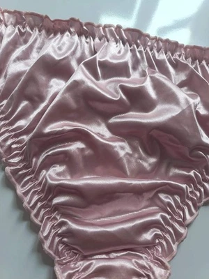 🌹 Pink Satin Mesh Frilly Knickers Panties Lace Bow Silky size XL 16-18 - Image 1 of 4