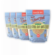 Bob's Red Mill Gluten Free Organic Steel Cut Oats, 24oz 24 Ounce (Pack of 4) 