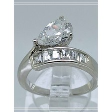 2.4CT Vintage Gold Plated Pear Radiant Cut Sim Diamond CZ Engagement Ring Size 7