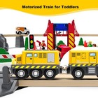 Battery Powered Train for Wooden Tracks, Powerful Engine Locomotive Train Com...