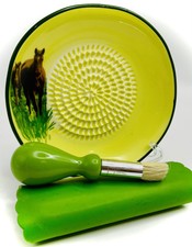 BonCera, All-in-one Premium Ceramic Garlic Grater Plate 4-Piece Set - Horse D...