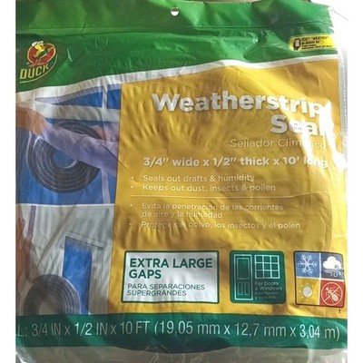 Duck Brand Weatherstrip Seal - 3/4'' wide X 1/2'' thick X 10' long