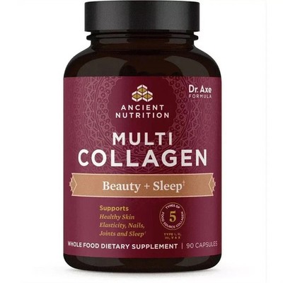 Ancient Nutrition Multi Collagen Beauty + Sleep 90 Capsule Free Ship (Pack of 2)