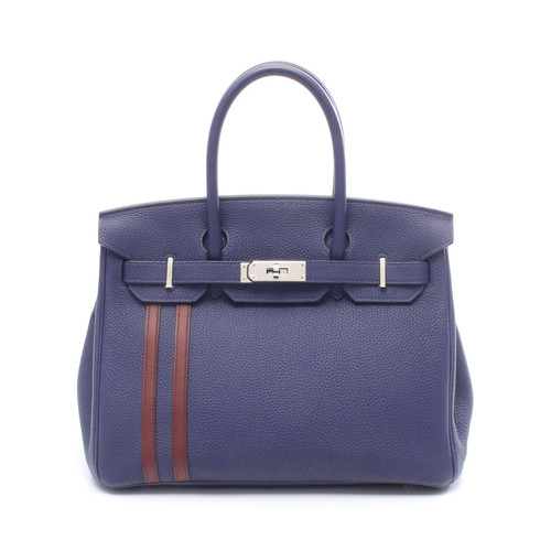 Hermes Birkin 30 Handbag Blue Leather #RCB2714
