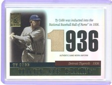 2004 TY COBB TOPPS TRIBUTE HALL OF FAME GAME USED JERSEY RELIC SSP /20!!