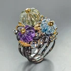 Best sell 14 ct+ Natural Green Amethyst Ring 925 Sterling Silver Size 7 /R472349