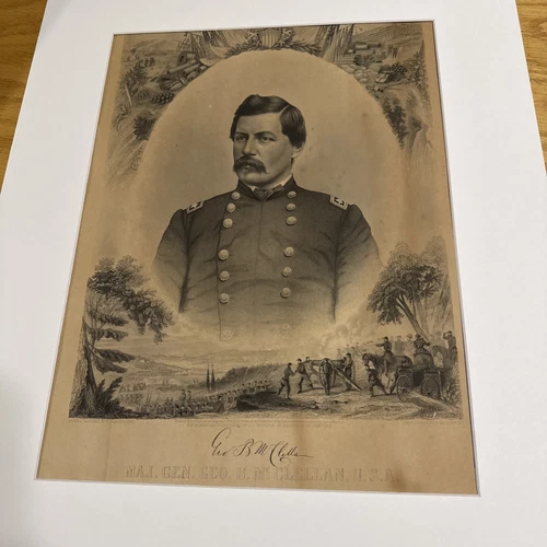 General George McClellan 10" X 13" Engraving Print - Union General Civil War