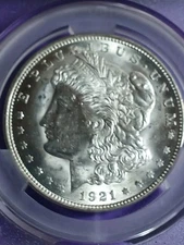 1921-P MORGAN SILVER DOLLAR. CAC MS 61. BRITE WHITE. COLLECTORS CHOICE