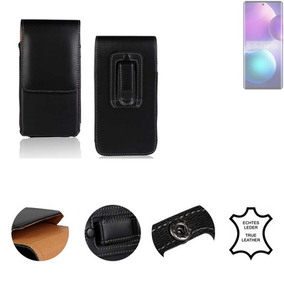 Echtleder Gürteltasche Schutzhülle für Infinix Zero 40 4G schwarz Case Slim C