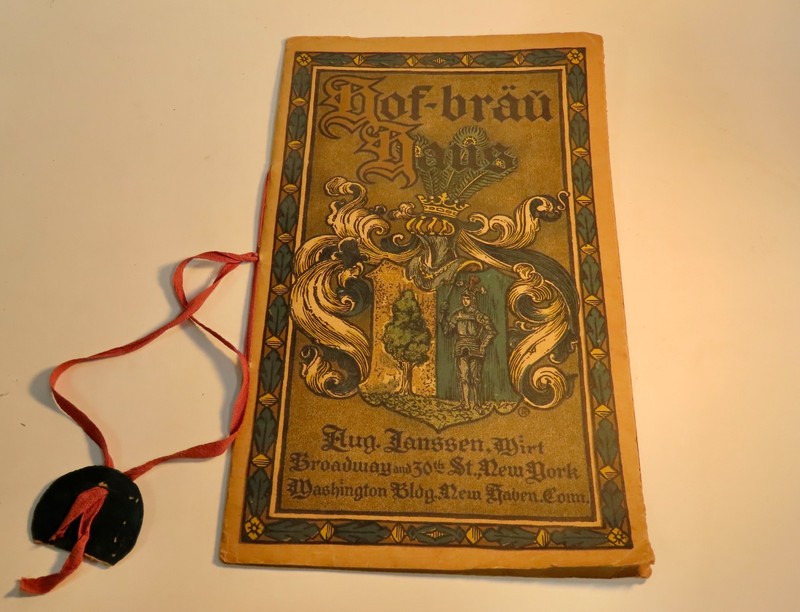 Antique 1908 Menu “Hofbrau House, Famous New York City Landmark, VG+ Cond. Rare!