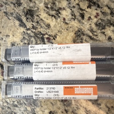 Schwanog WEP Tip Holder 1/2'' x 1/2'' x 5.12'' RH L=14.40 d=4mm MPN 213760 LOT OF 3