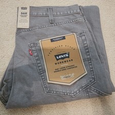 NWT Levi's 36x30 Mens 568 Loose Carpenter Double Knee Canvas Pants Gray