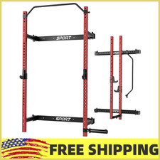   Foldable Wall-Mounted Squat Rack,1000LB,Power Rack w/Pull-Up Bar for Home Gym