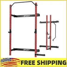 Foldable Wall-Mounted Squat Rack,1000LB,Power Rack with Pull-Up Bar for Home Gym