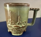 Frankoma Pottery ROAD RUNNER Footed Prairie Green 10 oz Coffee Mug C1