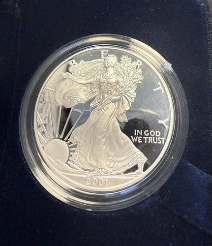 2001-W Proof American Silver Eagle Dollar $1 Box & COA US Mint Bullion OGP