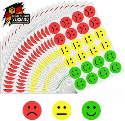 Smiley Aufkleber Set 1200 Stück Emotion Sticker Belohnung für Kinder, 2,5cm