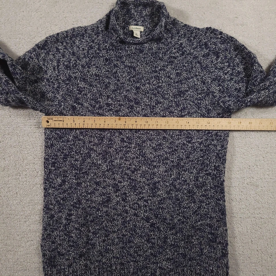 Suéter LL Bean para mujer mediano azul blanco jaspeado cuello falso raglán pulóver tejido Foto 4 de 4