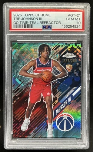2025 Topps Chrome Tre Johnson III Refractors Teal (PSA 10)