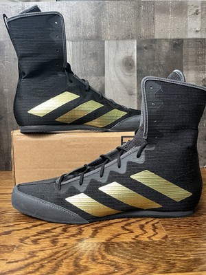Adidas Box Hog 4 Black Gold Metallic Boxing Shoes Size 11.5 GZ6116