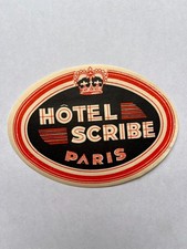 Vintage HOTEL SCRIBE Decal Paris, France 3 X 3