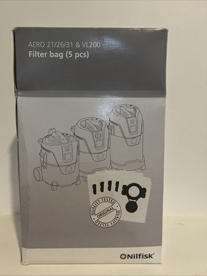 Nilfisk Aero 21/26/31 & Vl200 Filter Bag 5 Pcs 