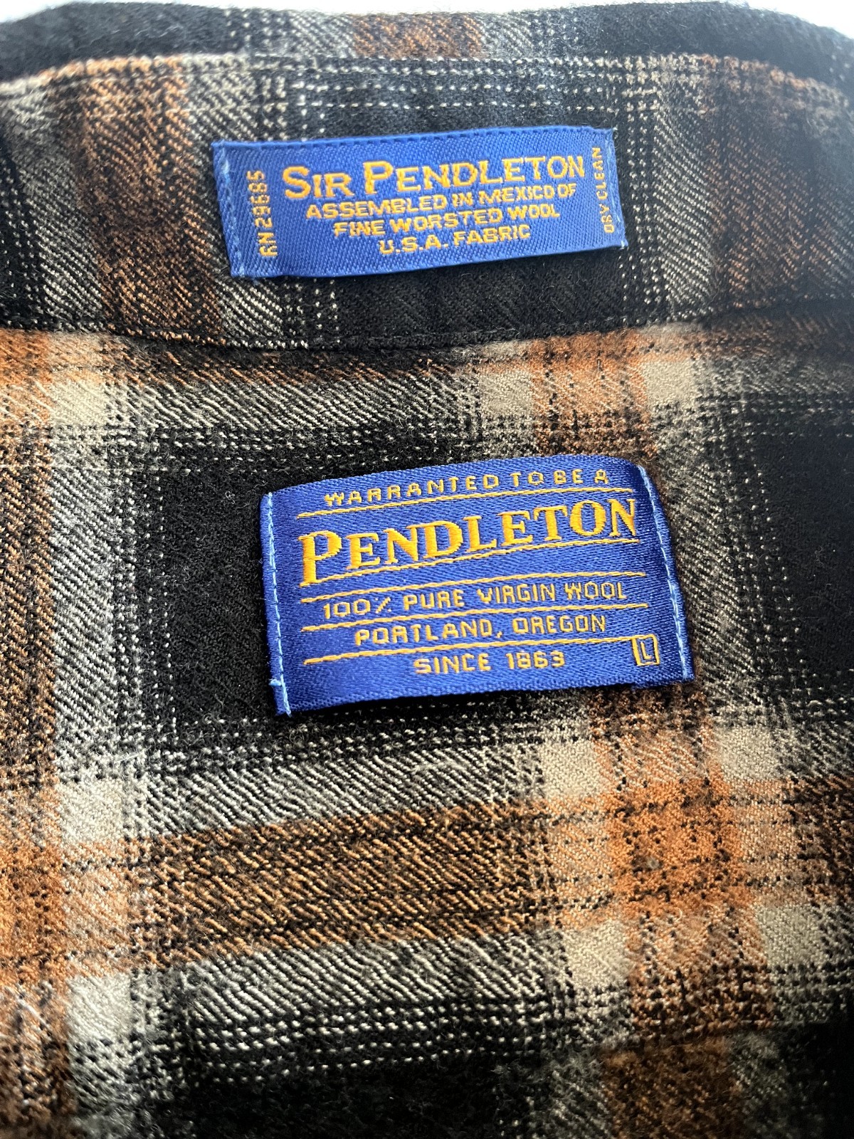 Pendleton Black And Orange Button Up Wool Flannel… - image 7