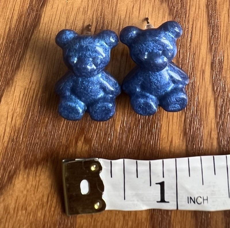 Artisan Resin Gummy Bear Blue Costume Handmade Earrings 🧸 Stunning🧸