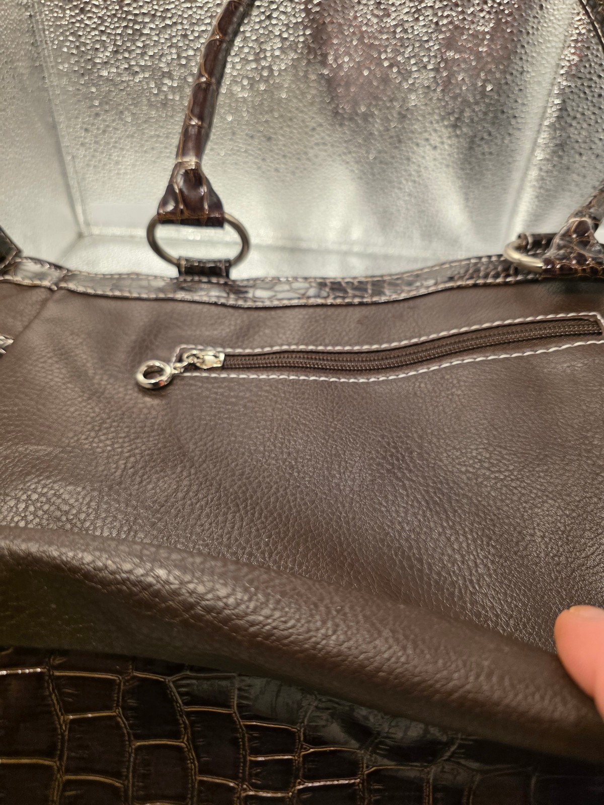 Multicolor Patchwork Tote Bag With AnAlligator/Sn… - image 3