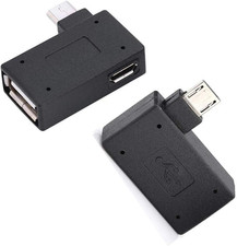OTG Adapter, 90 Angle USB Port Adapter, Micro OTG Cable 2 Pack Compatible
