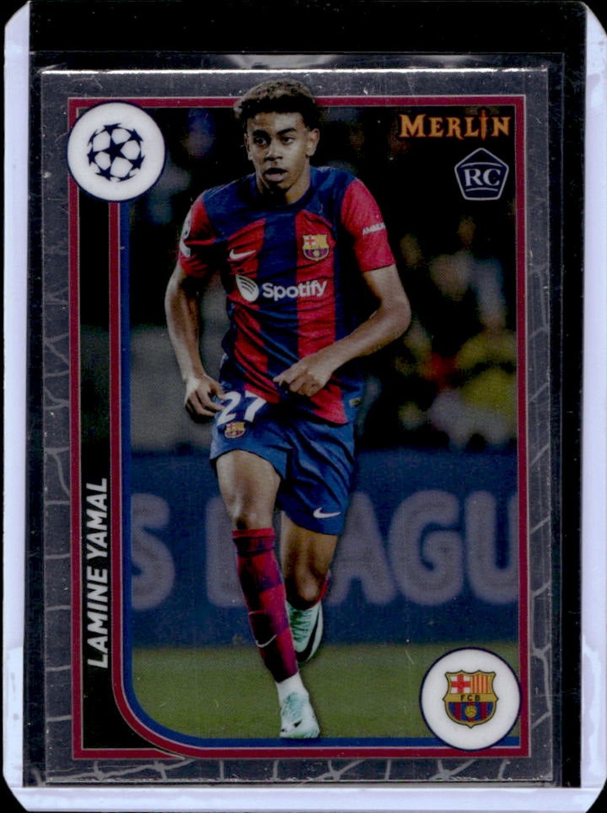 2023-24 Topps Chrome Merlin UEFA Lamine Yamal RC Rookie #27 Barcelona