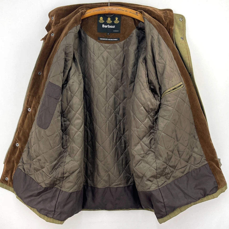 Barbour Lightweight Berwick Tweed Coat Mens Large Green Check Shooting Jacket - Image 3 of 4