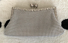 Silver Beaded Rhinestone Purse Clutch Evening Handbag Chain Shoulder Bag Party