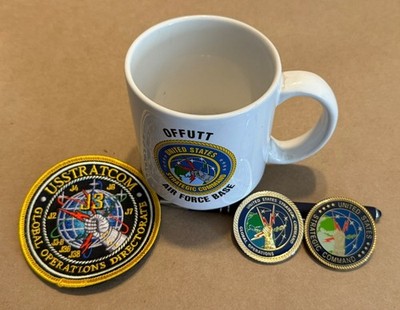 Rare US Strategic Command STRATCOM Challenge Coins, Patch, and Cup lot.