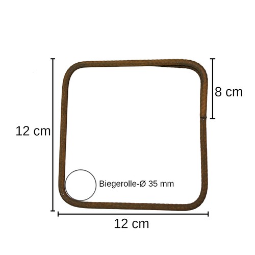 20 Stück Betonstahl-Bügel 8 Mm – 12 X 12 Cm Bewehrungsbügel Für Armierung, Baustahl