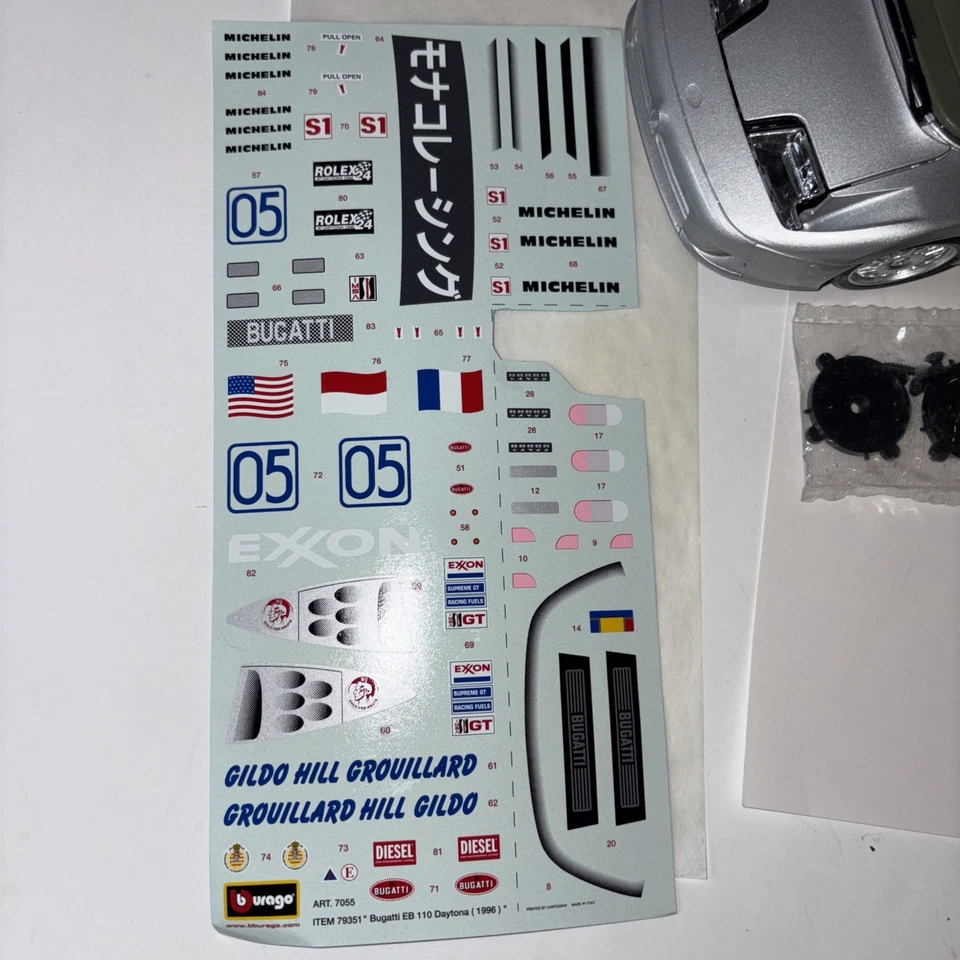 BUGATTI EB110 DAYTONA 1991 SILVER KIT 1:18 by BURAGO RARE DIECAST MODEL Built - Image 2 of 4