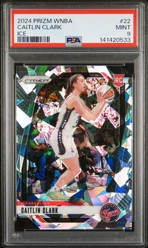 2024 PANINI PRIZM WNBA ICE #22 CAITLIN CLARK ROOKIE RC PSA 9