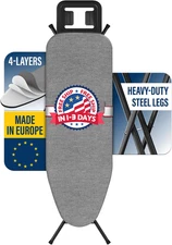 Tabla de planchar con funda y almohadilla de 4 capas, altura ajustable hasta 36"