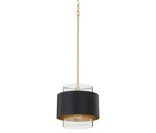Quorum International 8012 Providence 11"W Pendant - Matte Black/Aged Brass