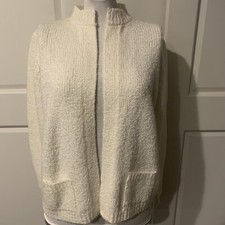 Vintage 1960's LeRoy Knitwear Women's Size XL Cardigan Winter Sweater Ivory EUC