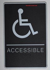 Wheelchair Accessible Sign with Tactile Graphic(Black,6x9)-REF24-1027