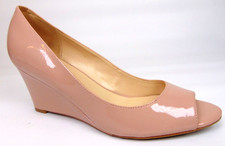 Nine West Canise 3 Barely Nude Wedge Heel Slip On Peep Toe Pumps Women Size 9.5