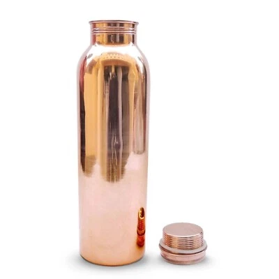 Bouteille d'eau en cuivre pur 1 L Thermos récipient à boissons ayurvé yoga sa... - Photo 1/4