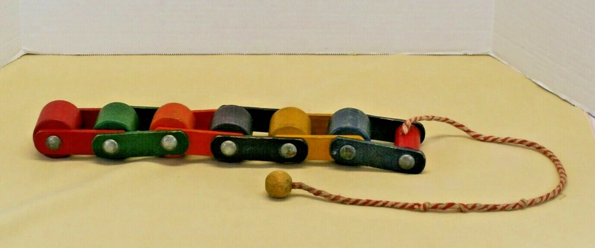 Vintage Antique Playskool Wooden Pull Toy Educational See Video