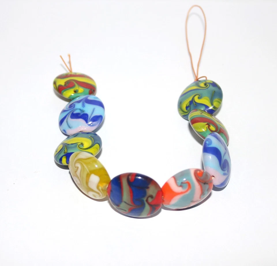 5 Strands Lamp Work Glass Beads, Handmade Lamp Work Glass Beads for Jewelry. - Image 3 of 4
