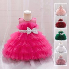 Princess Girl Flower Dress Tulle Wedding Party Pageant Bowknot Ball Gown