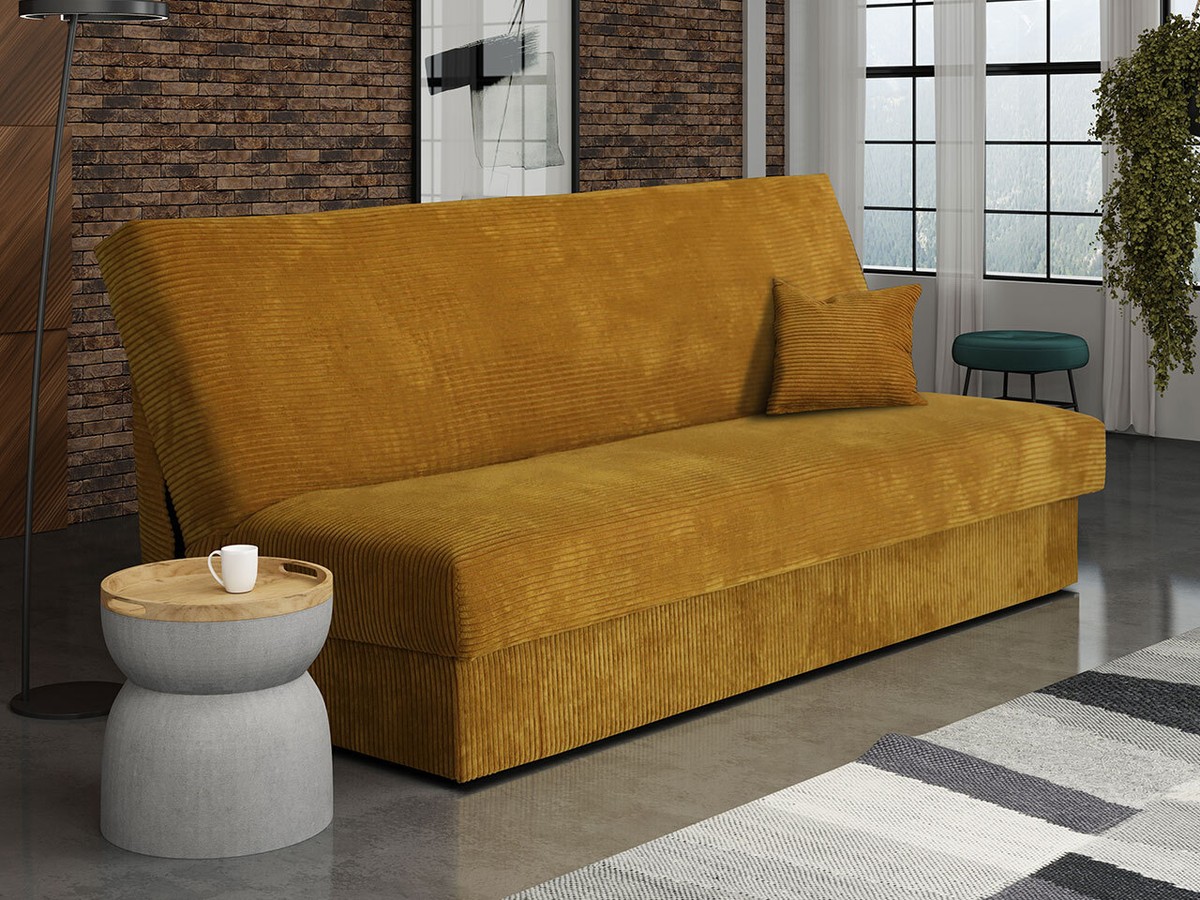 Sofa Elis Mini Cord mit Bettkasten Couch Ausklappbar Schlafsofa Polstersofa